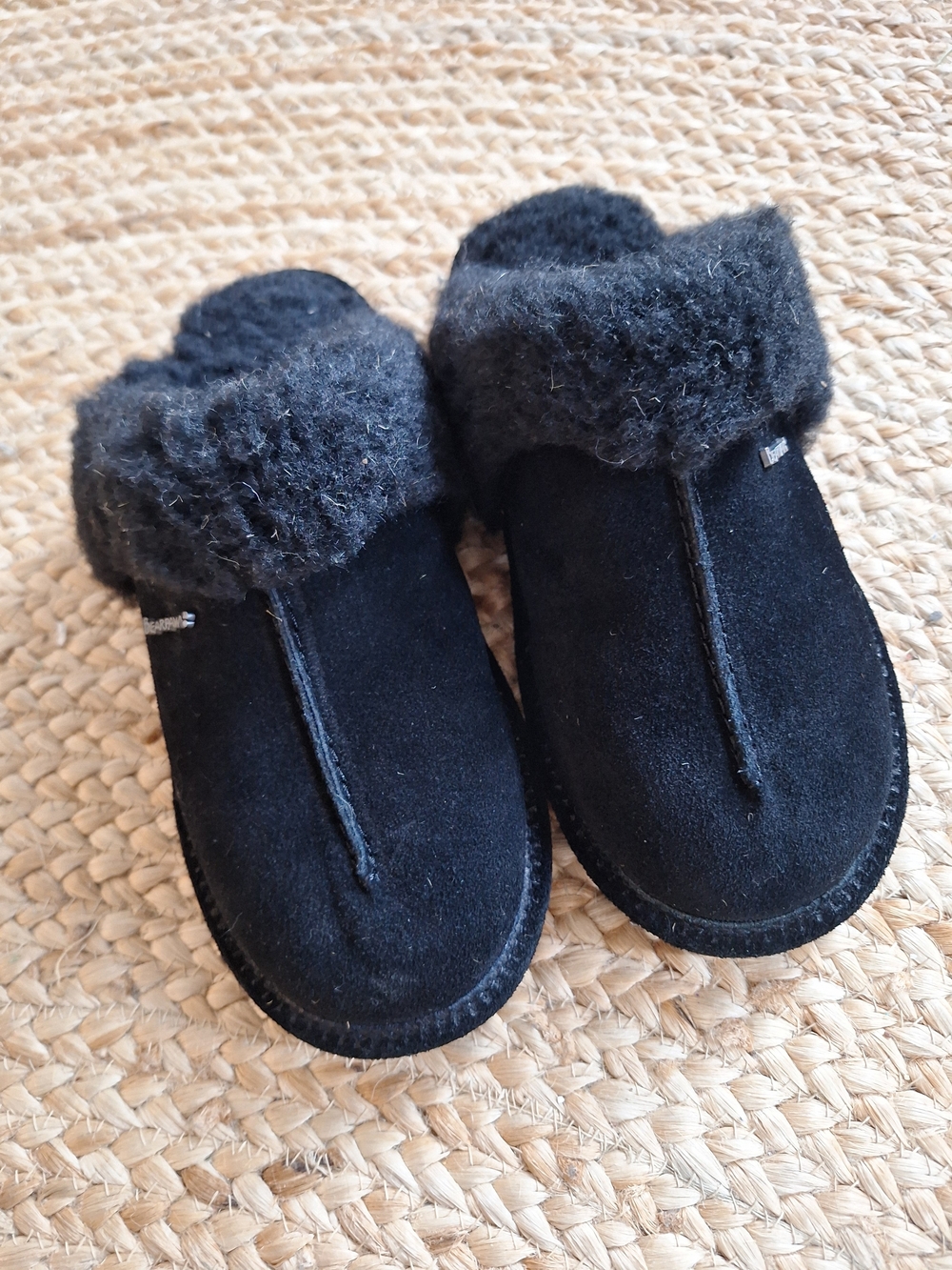 Womens BearPaw Black Faux-Shearling Slip-On Women's Slippers